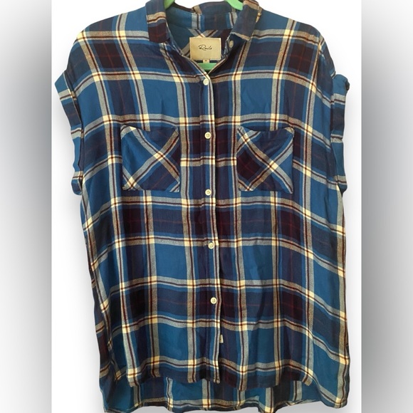 RAILS Brit Royal/Santorini Short Sleeve Plaid Shirt - Picture 3 of 9